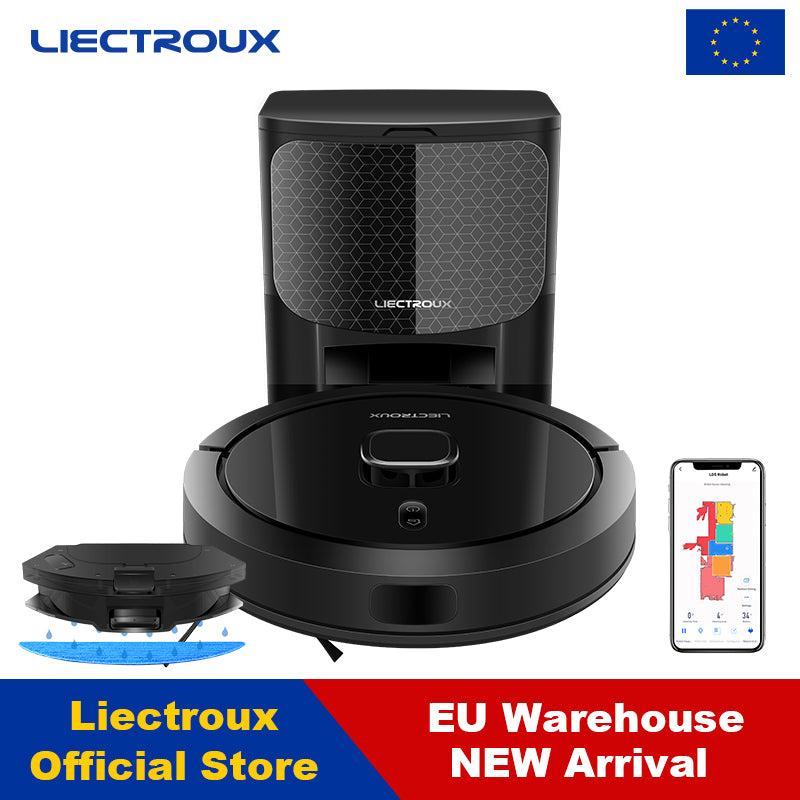 Nouveauté Liectroux G7 Poubelle auto-vide, navigation laser, 5 cartes enregistrées, batterie 5200 mAh, puissance d'aspiration 6500 Pa, navigation multilingue avec technologie Carpet Boost (entrepôt UE en stock)