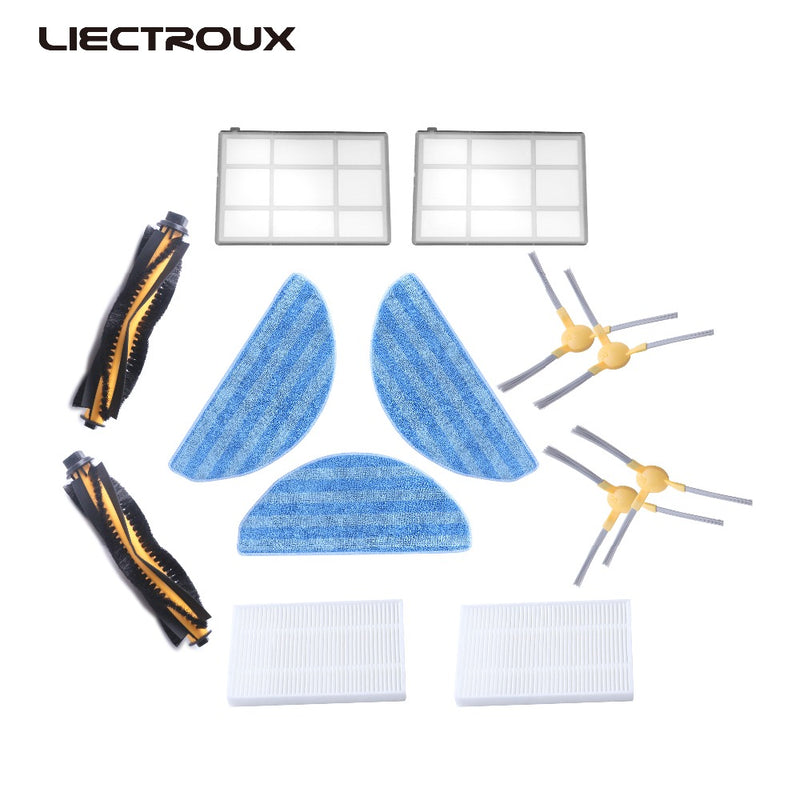 LIECTROUX C30B&XR500 Vacuum Cleaner Spare Parts Kits , Side Brush*4,HEPA filter*2,Primary filter*2,Central Brush*2, Mop*3