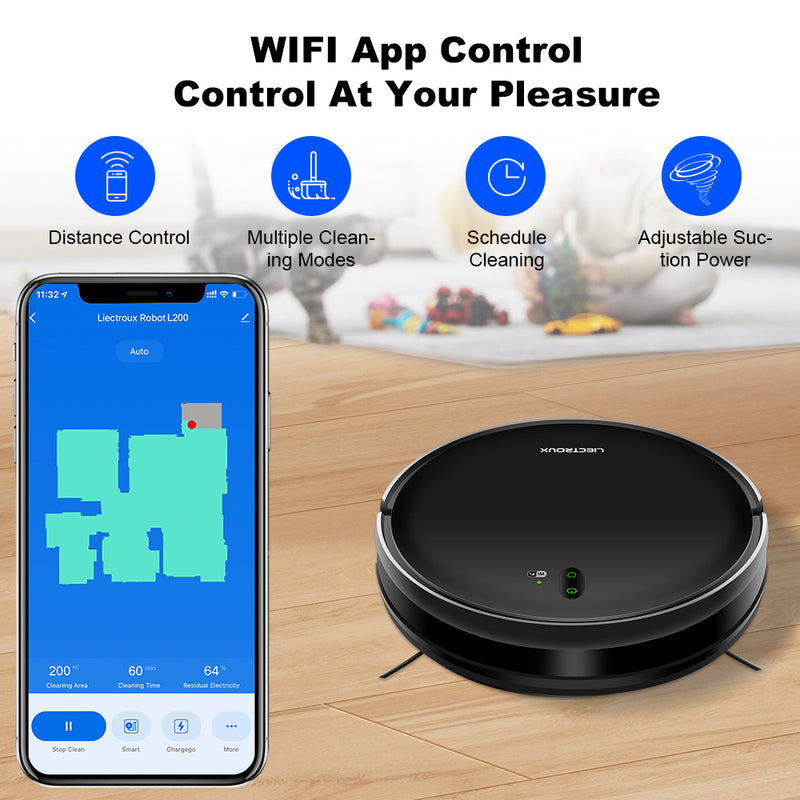Liectroux L200 Robot Vacuum Cleaner & Wet Mop ,Auto charging,4000PA suction power ,WIFI APP control for pet hair cleaning  (EU WAREHOUSE IN STOCK))