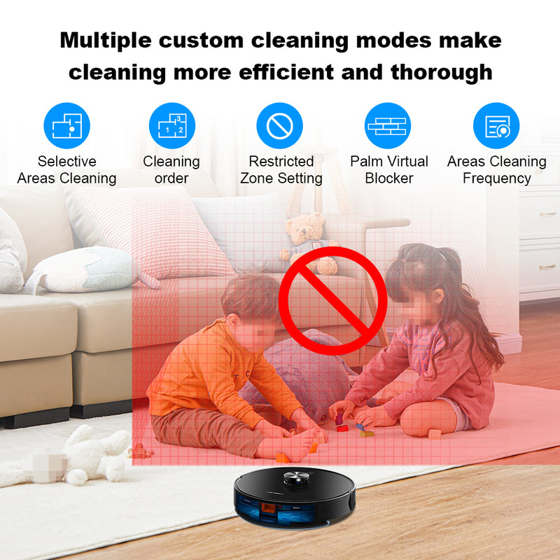 Liectroux New Arrival  laser robot vacuum model X6 with 2 in 1 dust bin, 5 maps saved, virtual wall setting by app, 6500pa suction power ,competitive price.(EU Stock)