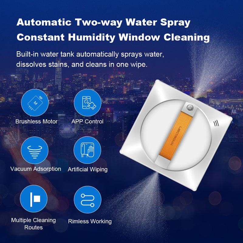 Liectroux YW710 auto double side water spray, APP Control, Voice guide, Auto cleaning on both frame and frameless home window glass （EU STOCK）