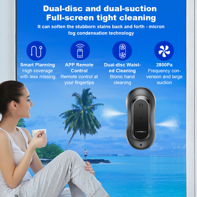 New coming Liectroux robot window cleaner YW810 double side auto spay 70ml  water tank, * Tuya Bluetooth App And Remote Control（EU WAREHOUSE）