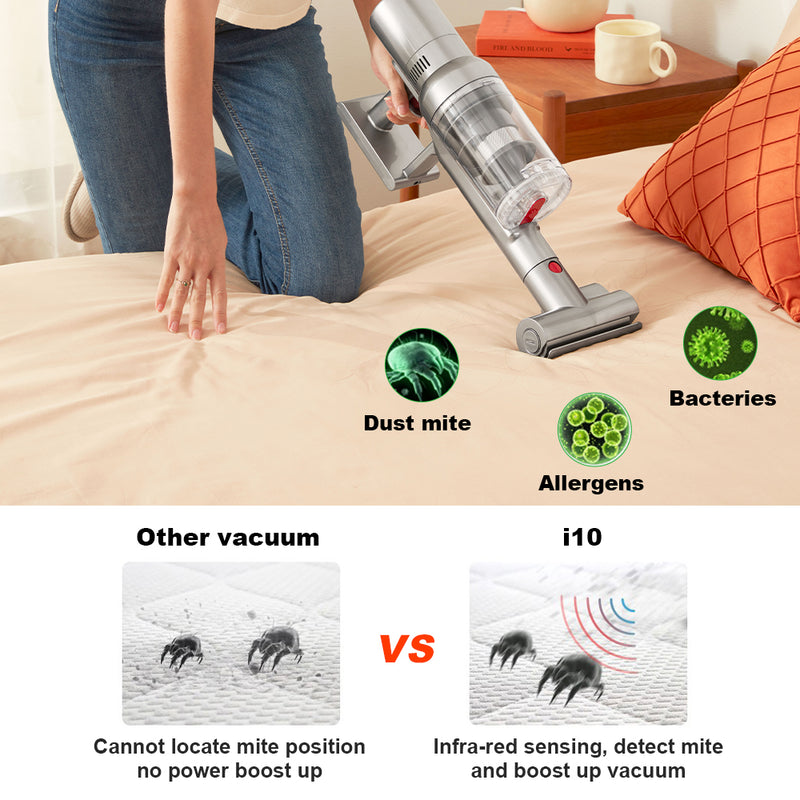 Handheld cordless smart vaccum cleaer i10 with max power 27000Pa, with LED light（ EU STOCK）